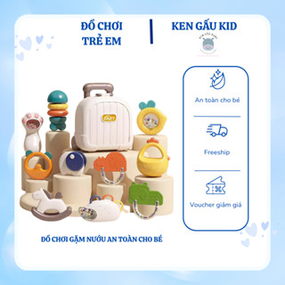Bộ Đồ Chơi Xúc Sắc, Gặm Nướu 10 Chi Tiết Có Thể Tiệt Trùng Cho Bé Sơ Sinh Kèm Vali Đựng