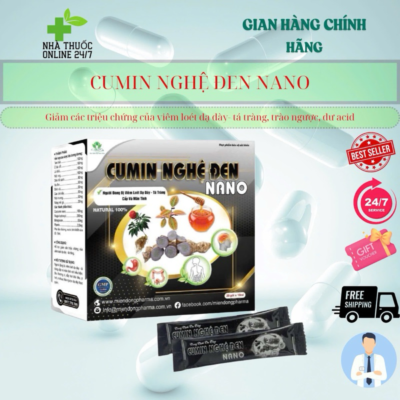 ✅[ chính hãng] Cumin Nghệ Đen Nano (DẠ DÀY) Hộp 20gói x 10ml- Nghệ Dạ dày An Vị Curmin Hộp 20 gói