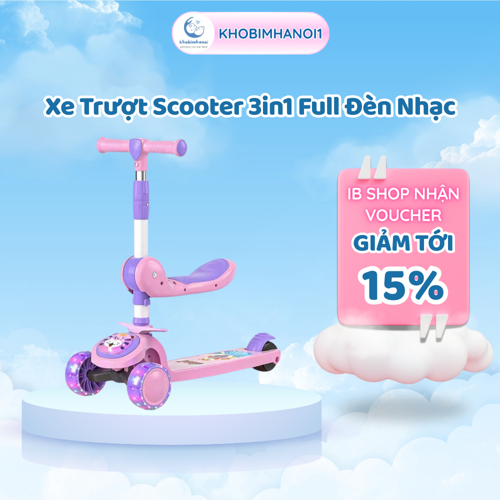Xe Trượt Scooter hổ cho bé 3in1 Full Đèn Nhạc