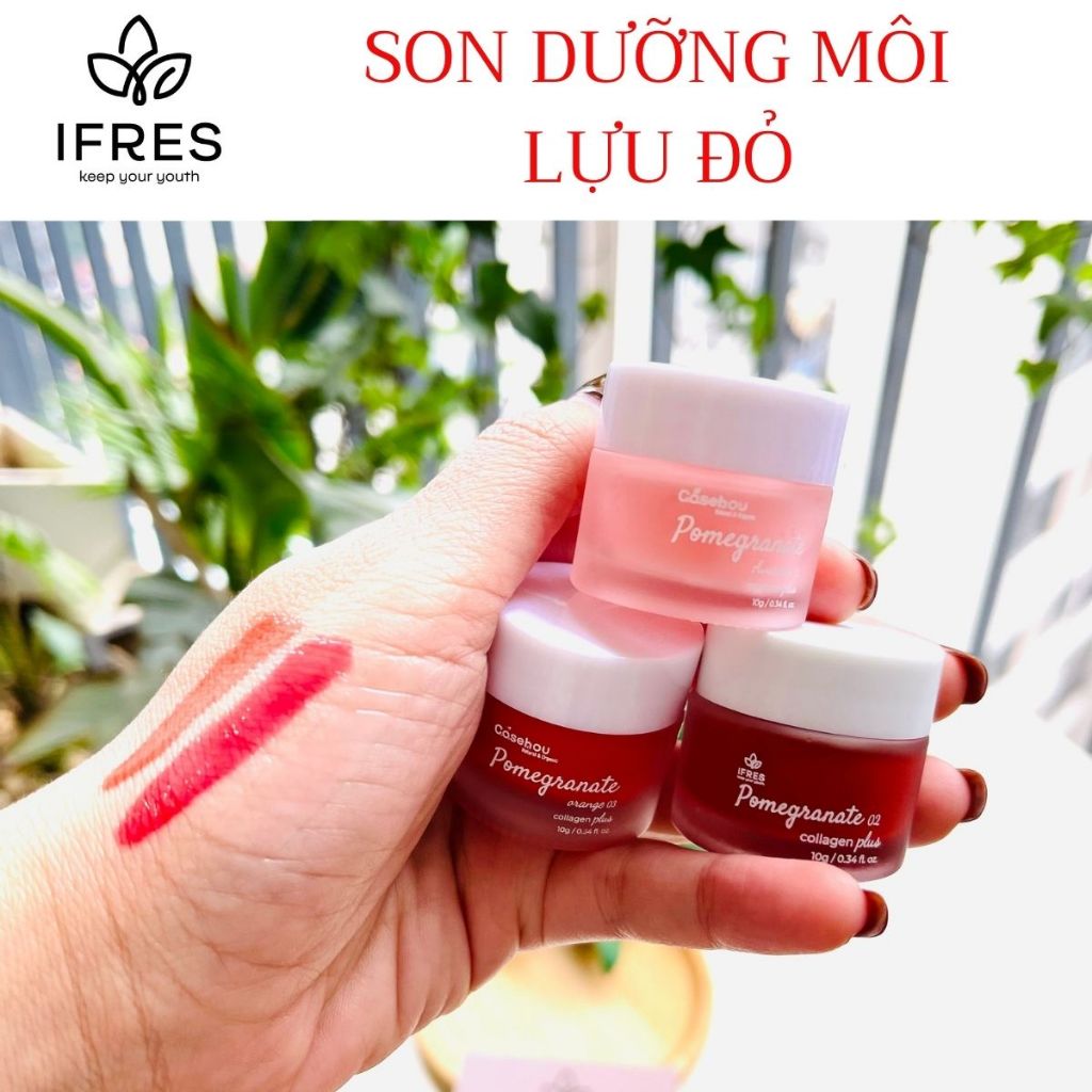 Son dưỡng môi lựu đỏ Collagen IFRES, tinh chất Collagen gấp 3 lần nên môi mềm mịn, lên màu, giữ màu 
