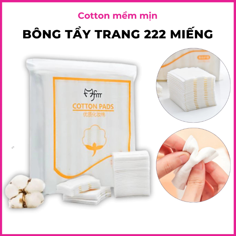 Bông Tẩy Trang Cotton Loại 222 Miếng 100% Cotton, Thấm Hút Nhanh KMART