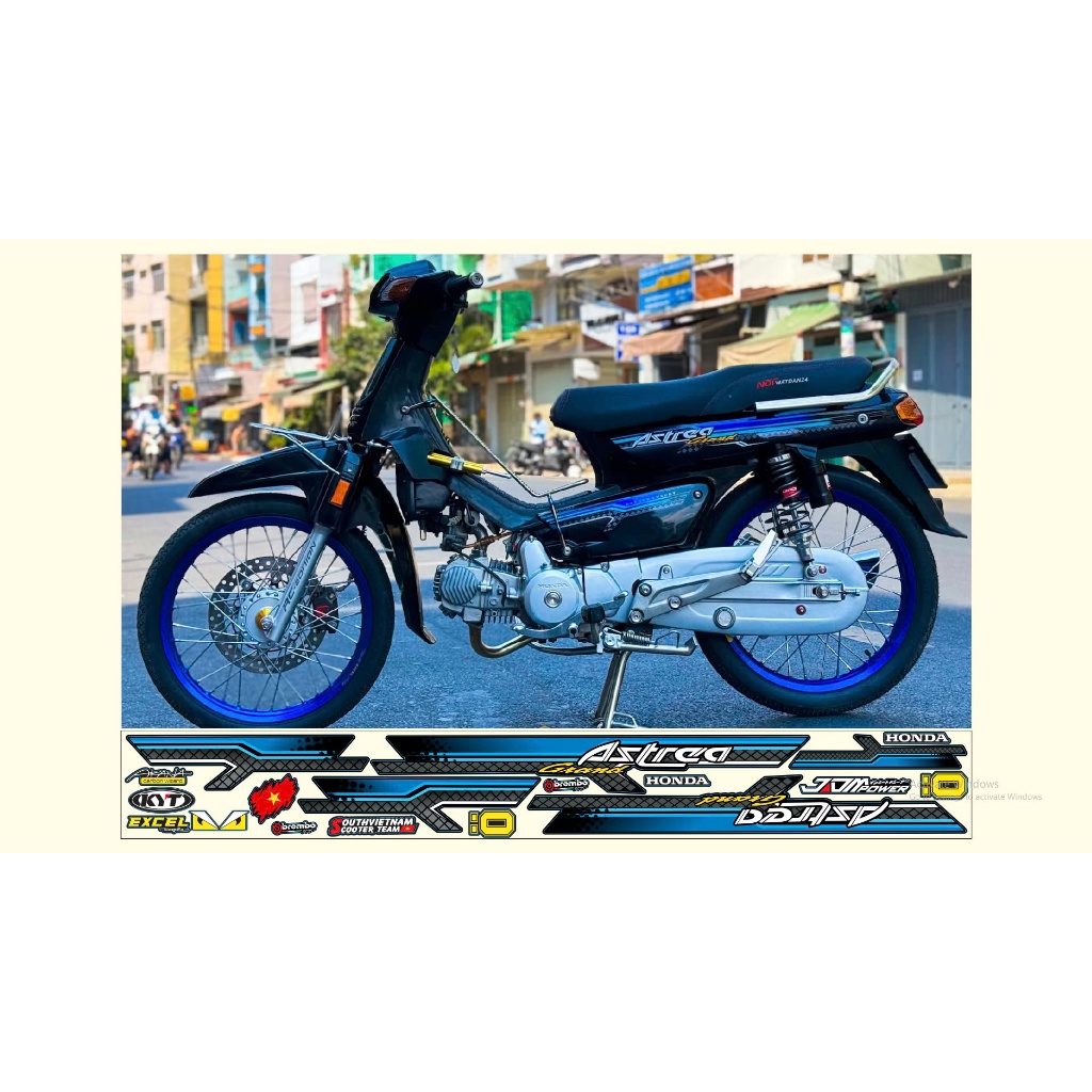 TEM RỜI DREAM ASTREA GRAND XANH ĐEN DECAL 3 LỚP