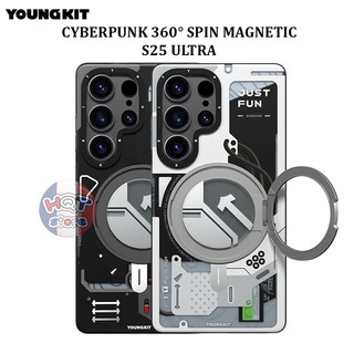  Ốp lưng Youngkit Cyberpunk 360 độ Spin Magnetic Stand Case S25 Ultra có giá đỡ 