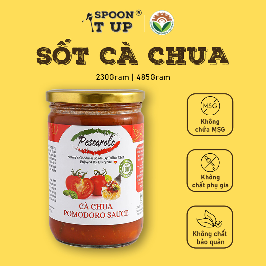 Sốt Cà Chua Rau Củ Pomodoro Spoon It Up – Sốt Mỳ Ý Tự Nhiên – Không Chất Bảo Quản, Thanh Ngọt Đậm Đà