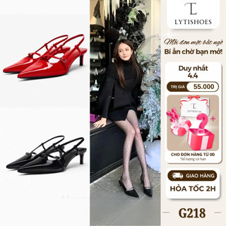 Giày sandal Z cao gót mũi nhọn hở gót phối khoá lạ mắt phong cách retro Pháp cao 4cm dễ phối đồ phái nữ Fullbox G218