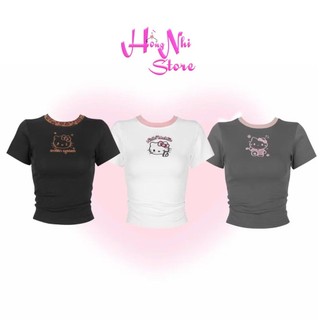  Áo Thun Baby Tee In 3D Kitty Viền Cổ Dáng Ôm Siêu Giãn Size Đại 65kg MM Hồng Nhi Store 