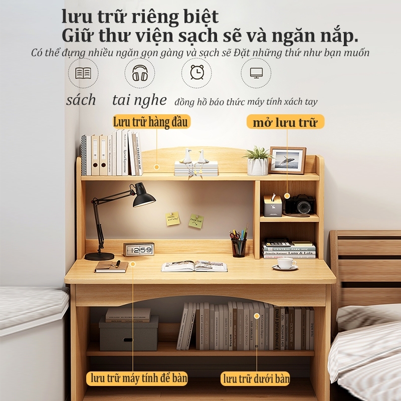 Bàn làm việc bàn học có giá sách Nội  Bàn học liền giá sách tủ sách gia đình  mặt gỗ MDF dày 15mm | BigBuy360 - bigbuy360.vn