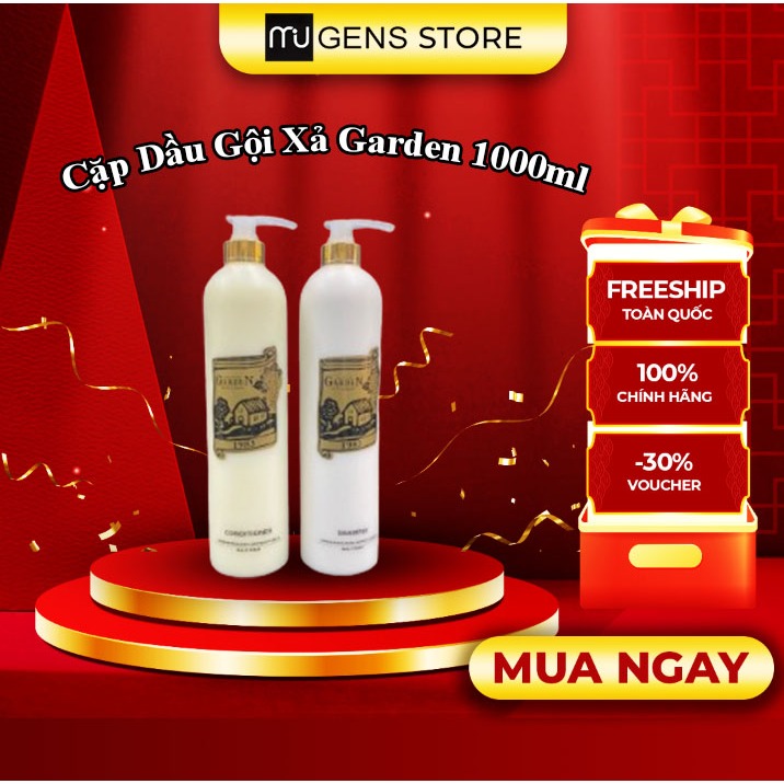 Cặp dầu Gội xả Garden 1000ml lưu hương nước hoa, mượt tóc, ngăn rụng tóc mugens