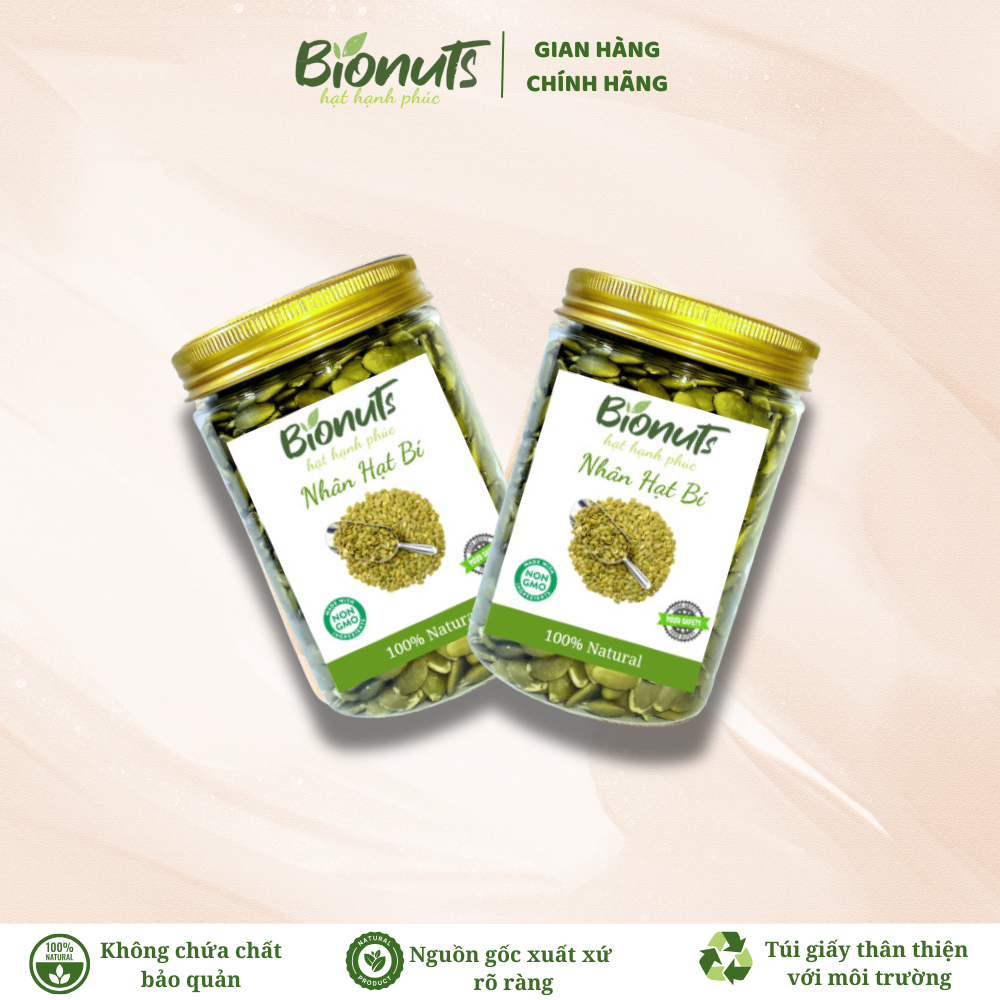 Nhân Hạt Bí Hữu Cơ Rang Mộc BIONUTS 235 Gram - Giàu Magie, tốt cho tim mạch,...