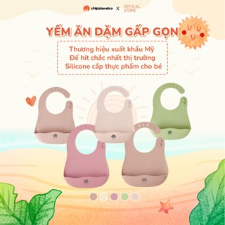 Yếm ăn dặm silicon cho bé cao cấp mềm nhẹ CHIPPIANDCO có máng chống thấm tiện dụng và nấc điều chỉnh