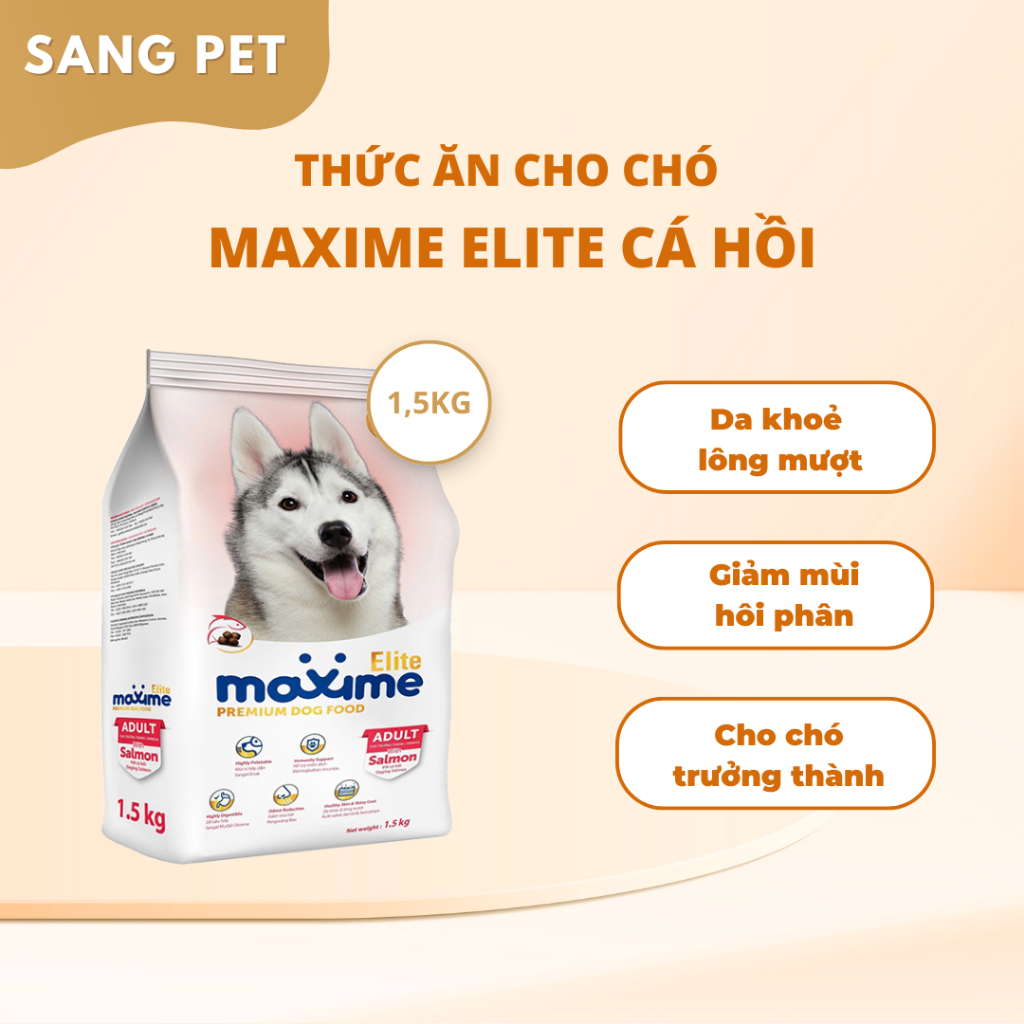 Hạt cho chó trưởng thành Maxime Elite Vị Cá hồi - Gói 1,5KG