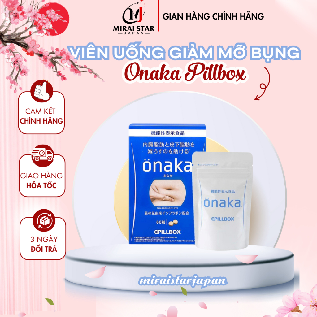 Viên uống giảm mỡ bụng Onaka Pillbox Nhật Bản Hộp 60 viên