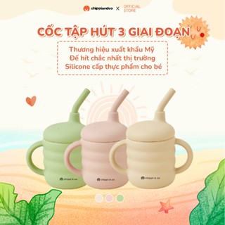 Cốc silicon tập hút, tập uống chống sặc nước 3 giai đoạn CHIPPIANDCO đạt chuẩn an toàn cho bé 160ml