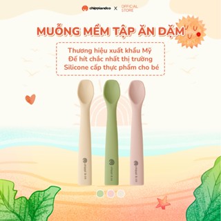 Thìa ăn dặm silicon kháng khuẩn thìa ăn dặm silicon kèm hộp đựng cao cấp CHIPPIANDCO tập ăn dặm cho bé