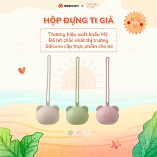 Hộp đựng ti giả, núm ti cho bé CHIPPIANDCO hình gấu cho bé có móc treo bằng silicone cao cấp, tiện lợi