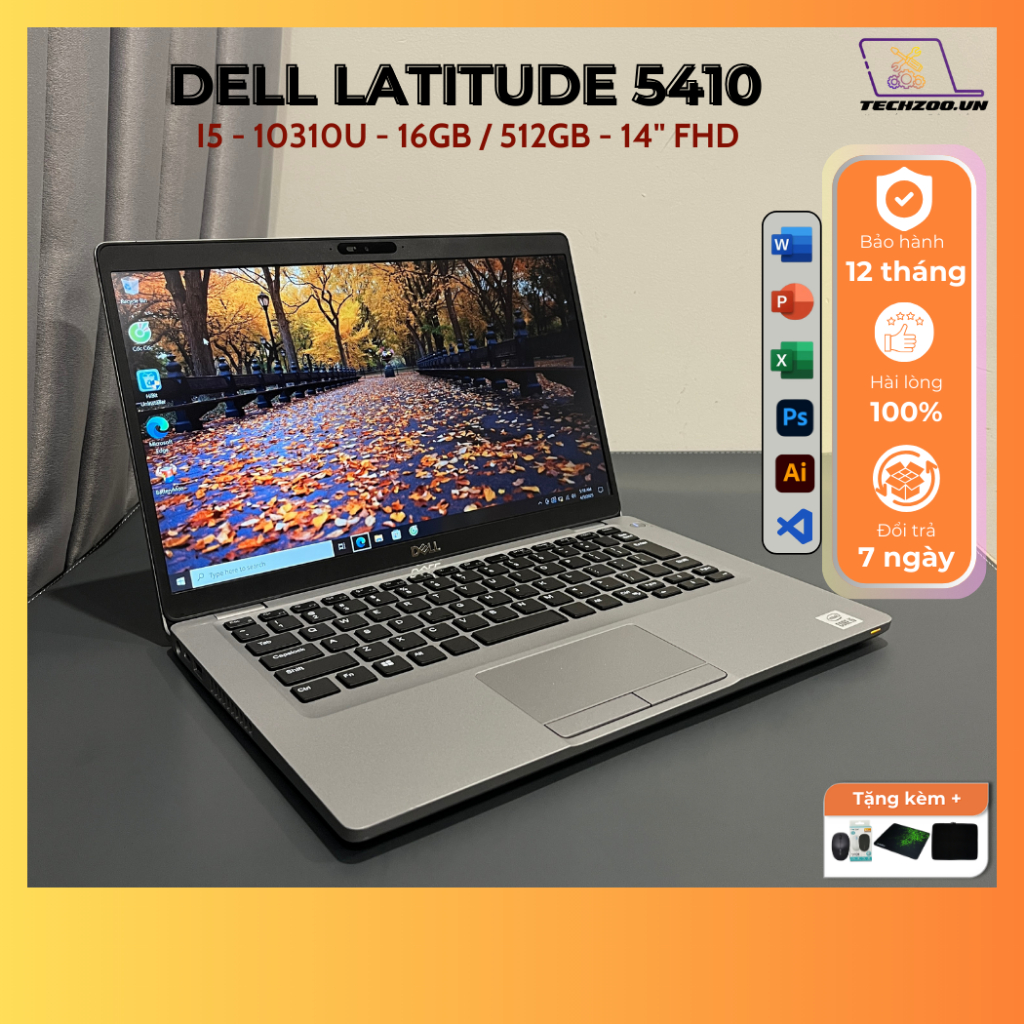  Laptop Dell Latitude 5410 I7-10610U 16GB 512GB SSD 14 inch FHD mỏng nhẹ pin trâu màn đẹp văn phòng giải trí OK 