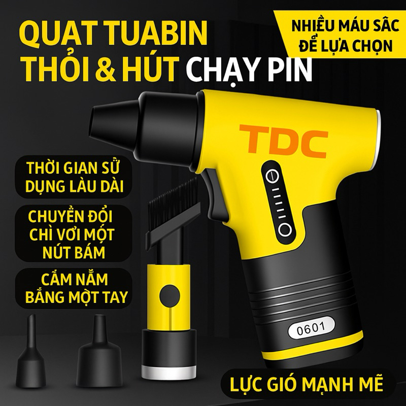 Quạt Phản Lực 130.000 vòng/p chức năng 2in1 tích hợp hút bụi - Máy thổi khí mini công suất cao