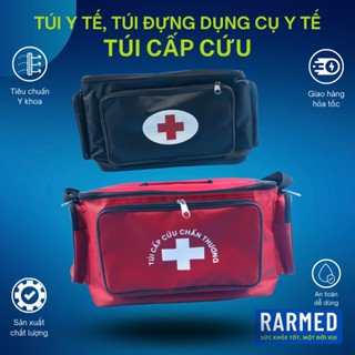 Túi y tế túi đựng dụng cụ y tế thiết bị túi thuốc sơ cứu - Màu đen & đỏ   Nhiều cỡ 