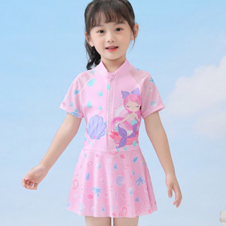  Đồ bơi cho bé gái phối vải lưới cách điệu thoáng khí đồ bơi bé gái liền thân sz 10-35kg 