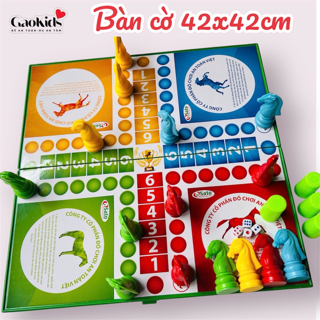 Cờ Cá Ngựa Sato - Bàn nhựa Loại Lớn  42x42cm - Cờ đua ngựa bằng Nhựa Cao Cấp