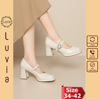 Giày cao gót 7 phân đế đúp khóa đính đá Mary Jane Luvia 199CG (Giày form rộng, chân gầy mỏng lùi 1 size)