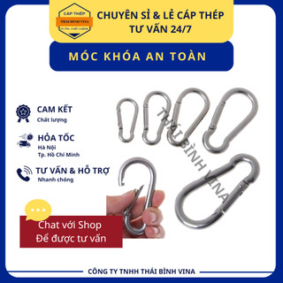 Móc khóa an toàn, khóa gài lò xo, móc khóa treo võng đa năng 6cm, 8cm 10cm 12cm