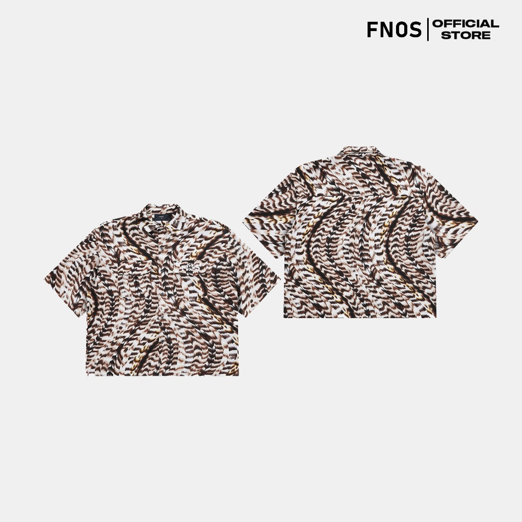 FNOS | ÁO SƠ MI SHORT-SLEEVE SHIRT WITH FEATHER-LEAF PATTERN - SH4