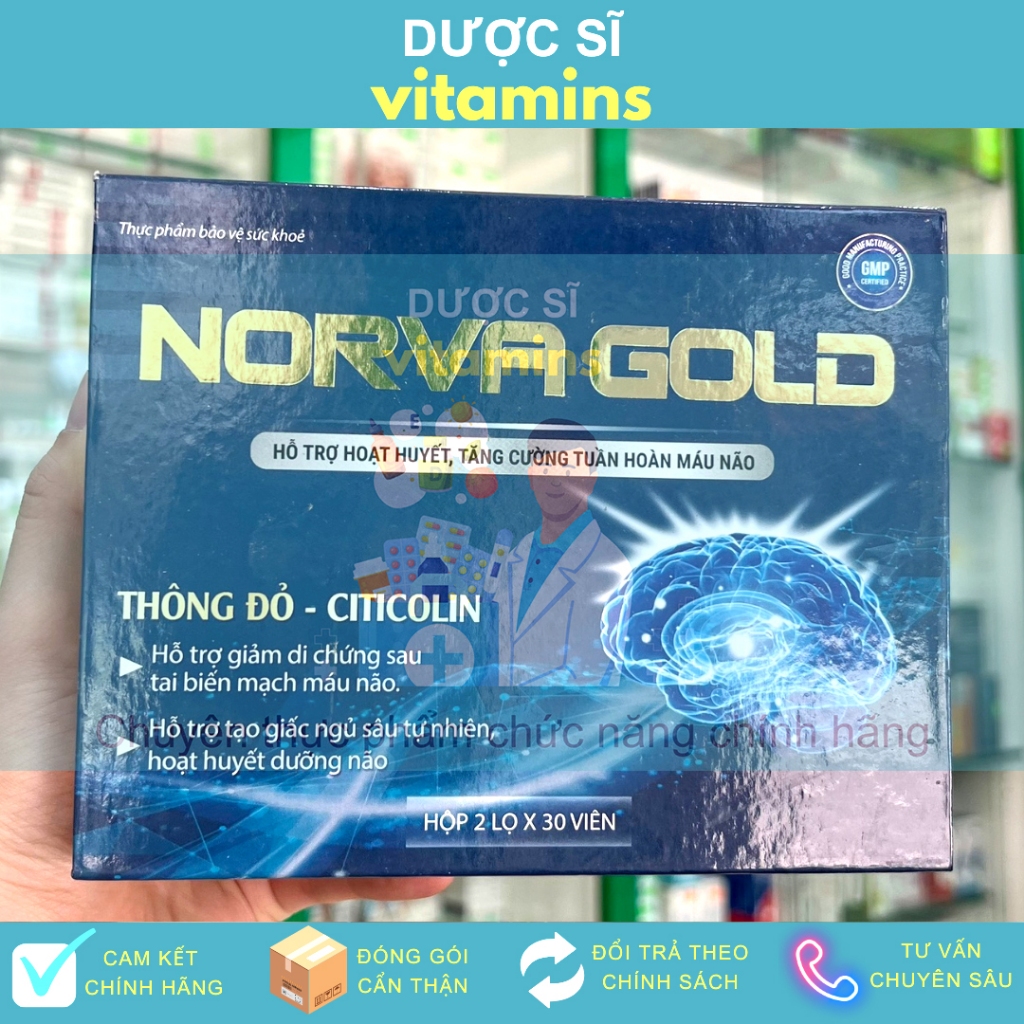 🍀 Hoạt Huyết Dưỡng Não NORVA GOLD - Hỗ Trợ Tăng Cường Tuần Hoàn Máu Não, Giảm Đau Mỏi Vay Gáy, Tê Bì