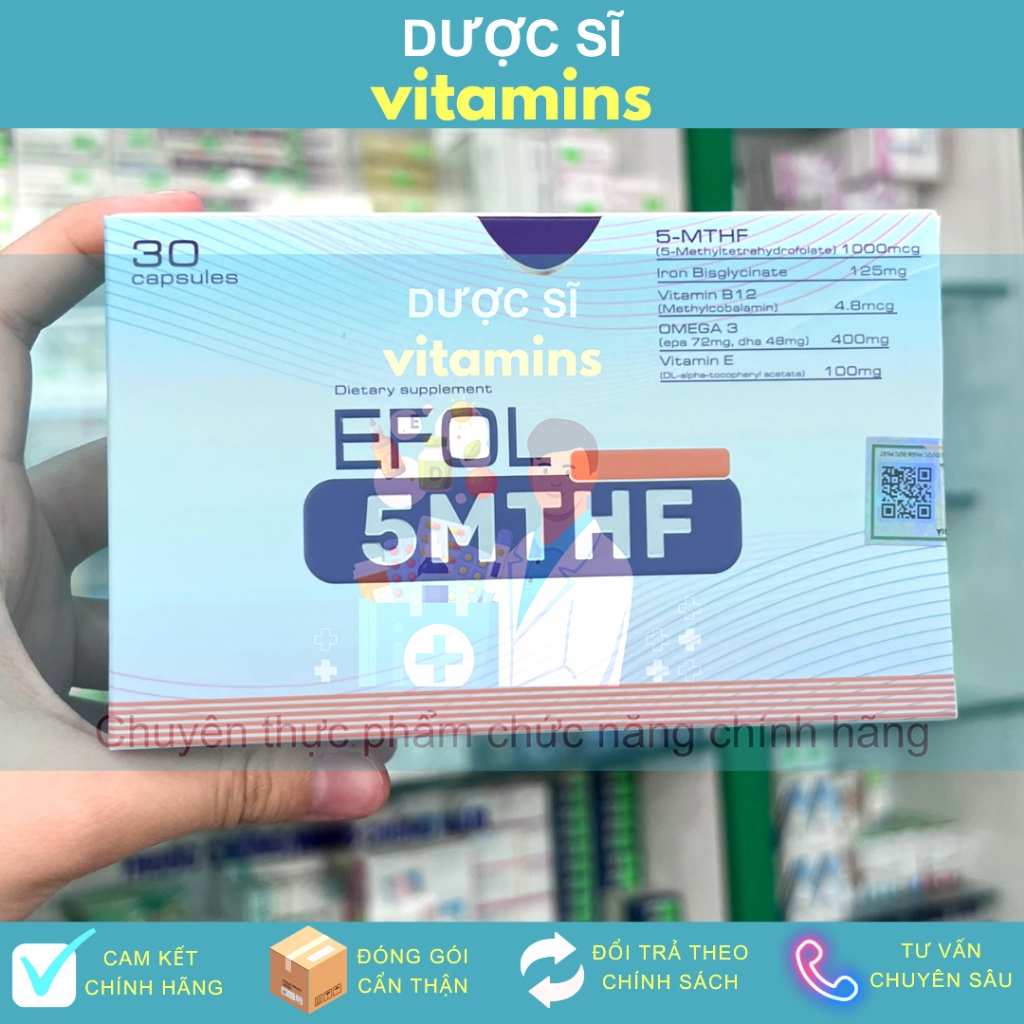🍀 Viên Uống EFOL 5MTHF - Bổ Sung Dưỡng Chất, Chống Dị Tật Thai Nhi và Giảm Nguy Cơ Sảy Thai, Sinh No