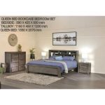 Bộ phòng ngủ xuất khẩu The block Queeen bed bookcase bedroom set