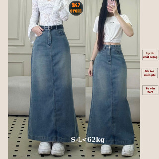 Chân váy jeans công sở dáng dài đuôi cá xẻ sau mặc 4 mùa 247STORE CV7944_P9K6