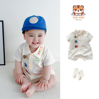 Bộ Body Suit Cổ POLOBABY Hình Con Vật Đáng Yêu Cho Bé Trai Bé Gái