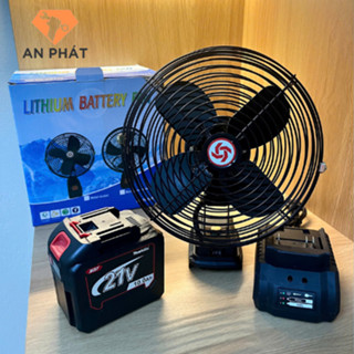 Compo Quạt Tích Điện + Pin 20 Cell + sạc Dùng Liên Tục 8H, 2 nấc Gió Tùy Chỉnh Siêu Mát Quạt Makita Để Bàn Tiện lợi