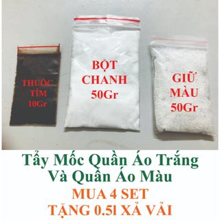Tẩy Mốc Quần Áo Màu và Trắng Dân Gian Không Hại Da Tay, Gồm Thuốc Tím, Bột Chanh ( axit chanh ), Giữ Màu,Tẩy ố vàng, Mốc