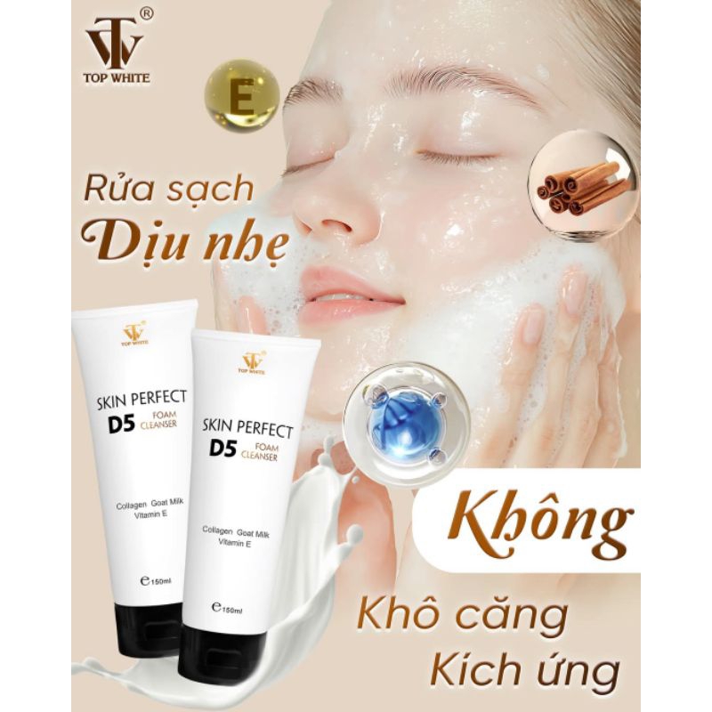 Top white D5 sữa rửa mặt làm sạch da