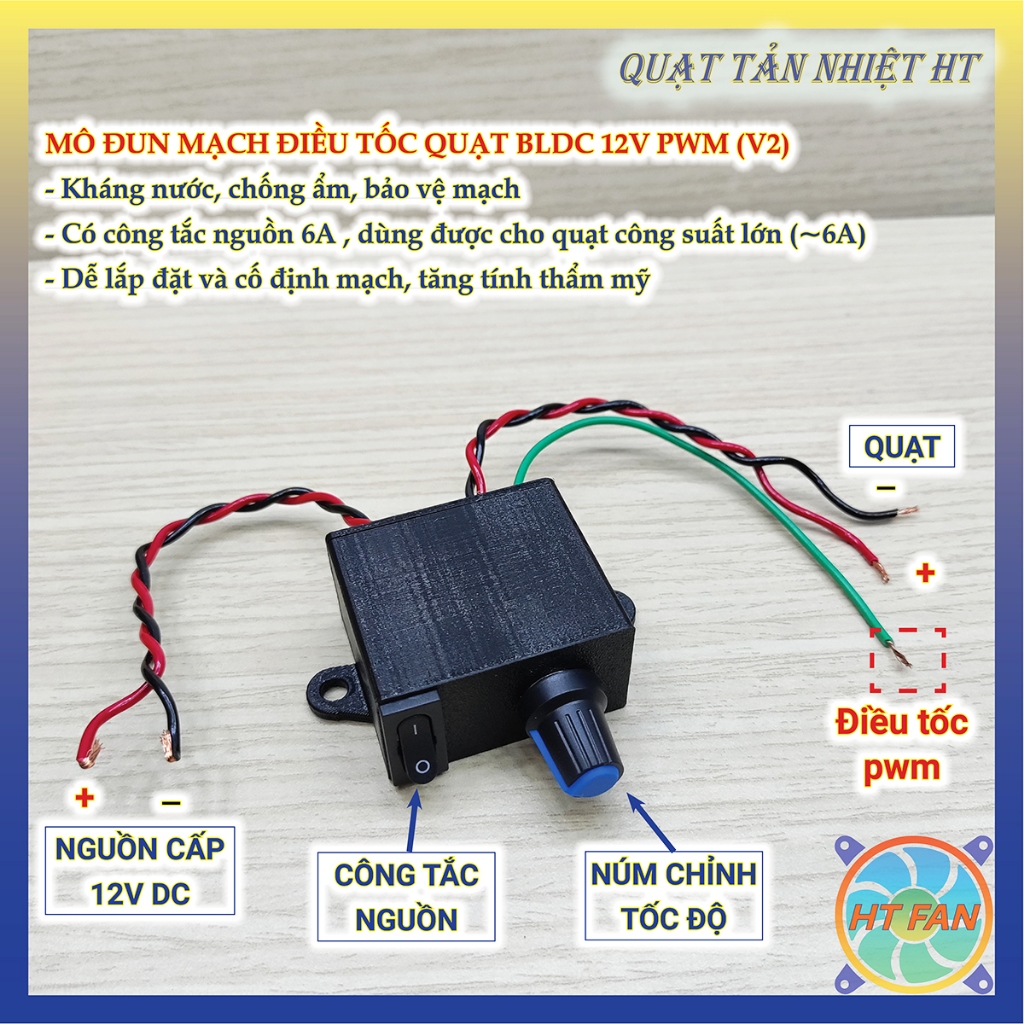 Mô đun mạch điều tốc điều khiển tốc độ quạt brushless bldc 12V pwm 18khz 25khz