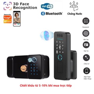 Khóa cổng Face ID / vân tay App Tuya / Smartlife - 2 mặt / 1 mặt , cửa sắt , cửa cổng ngoài trời chống nước
