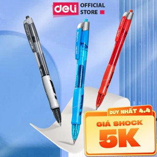Bút Gel Bấm Deli Bi Nước Mực Xanh/Đen/Đỏ Cho Văn Phòng Học Sinh Ngòi 0.5mm - Mực Đều Chữ Đẹp - Có Ngòi Thay Thế