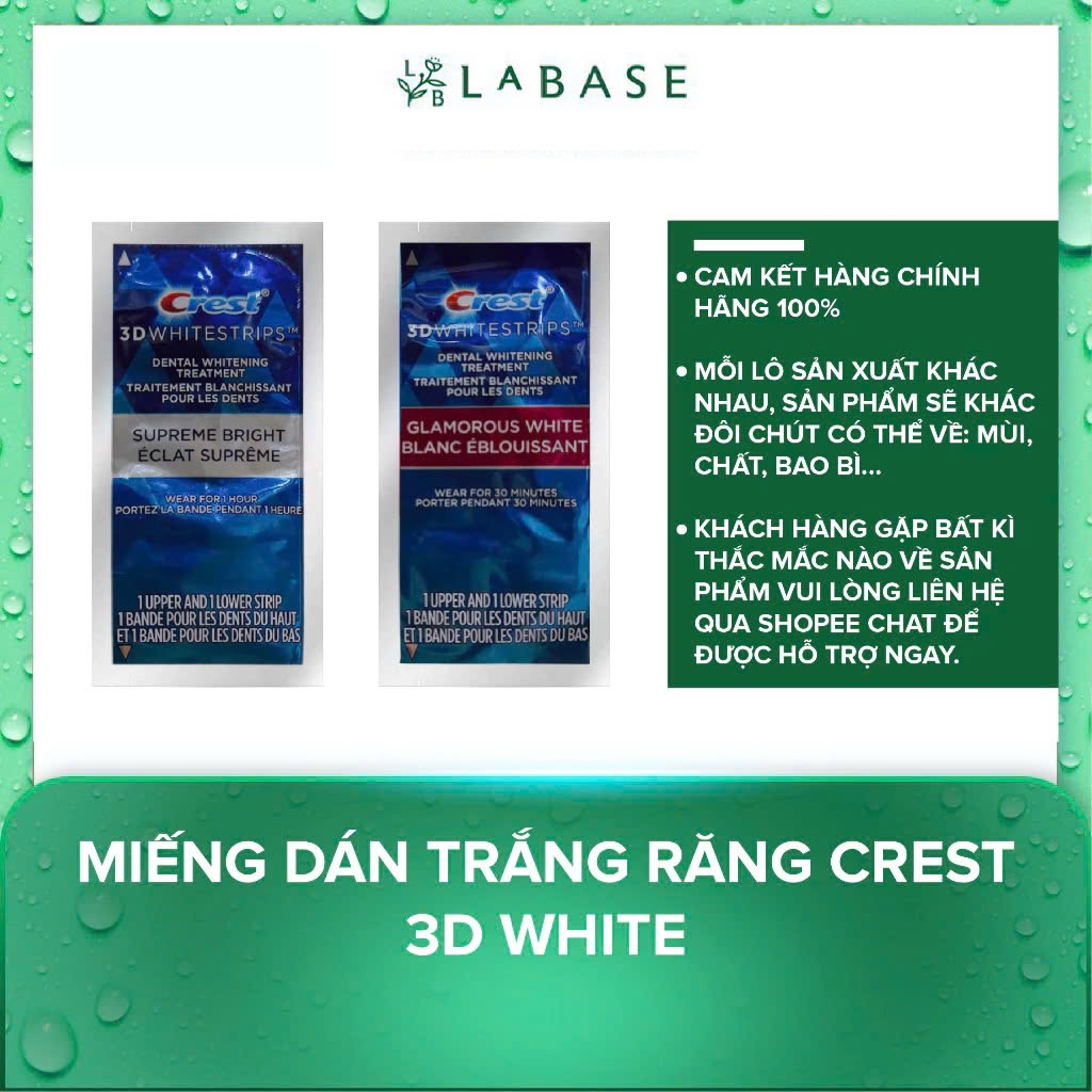 Miếng dán trắng răng Crest 3D White - Trắng răng cấp tốc