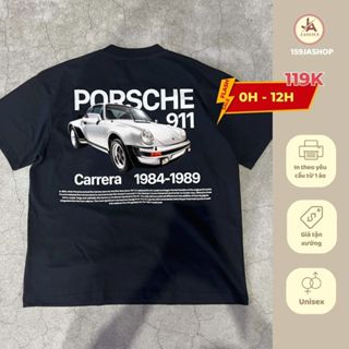 Áo thun form rộng nam nữ in  xe Porsche 911 form rộng hottrend dân boy phố gơn phố chất cotton mịn cao cấp