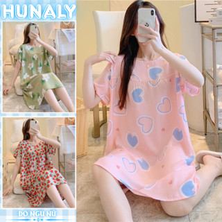 Váy Ngủ Nữ, Đầm Mặc Nhà Dáng Suông Tay Ngắn Chất Lanh Lụa(Tole) Thoáng Mát Nhiều Họa Tiết Mẹ Bầu Bon Chen Thoải Mái 1311