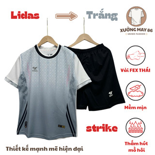 Quần Áo Bóng Đá, Đồ Đá Banh Lidas, Áo Strike Màu Trắng Chất Fex Thái Cao Cấp Mềm Mịn Mẫu Mới 2025
