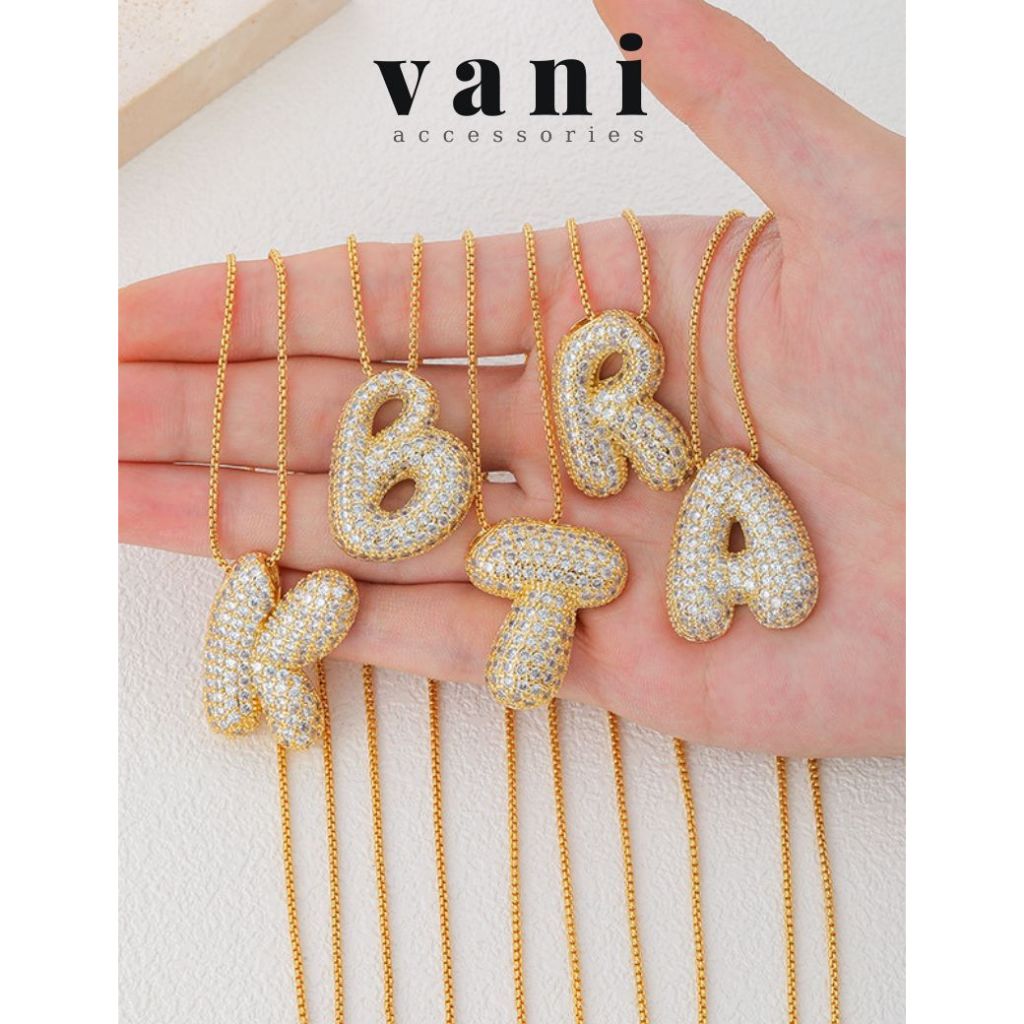 Dây Chuyền Chữ Cái Iconic Bubble Đính Đá Thép Titan - Vani Store - TS1204