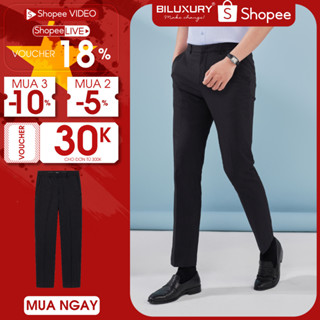 Quần Âu Họa Tiết Caro Chìm 8QAUS401 Biluxury Lịch Lãm Chuẩn Form Không Nhăn Nhàu