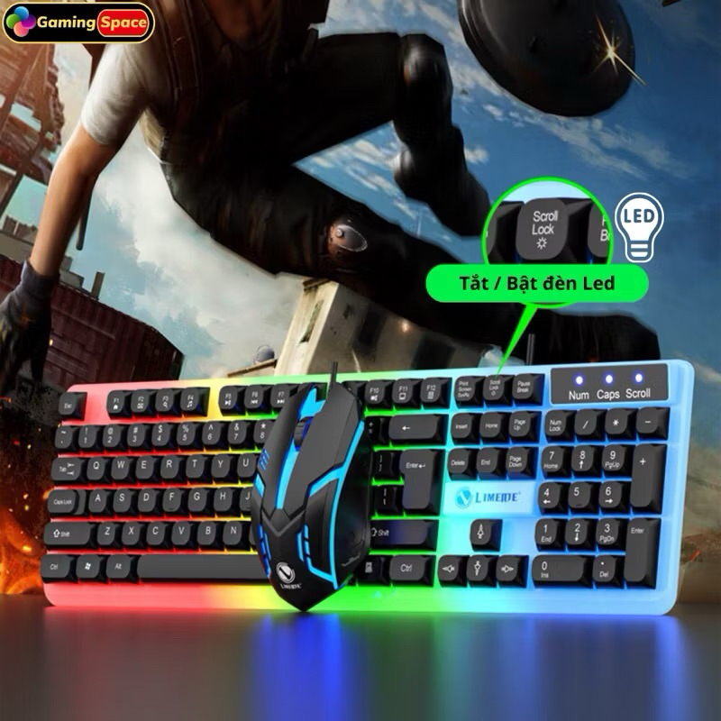 Bàn Phím Gaming  GK20 Có Đèn Led 7 Màu,Phím Giả Cơ Led Siêu Đẹp Chuyên Chơi Game, Văn Phòng Cho Máy 