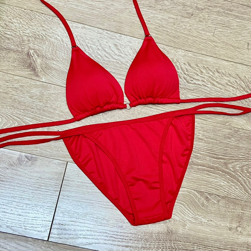 [Hàng sẵn] Bikini 2 mảnh tam giác quần kín Mông áo bassic dây dài đủ màu phối khoen sẵn đệm mút - Mã TG1 | BigBuy360 - bigbuy360.vn
