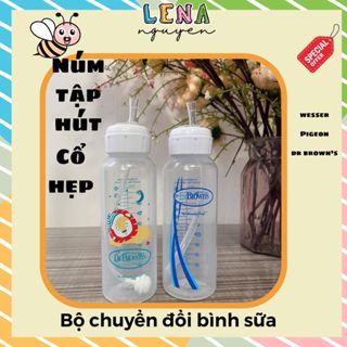 Núm hút cho bình sữa cổ hẹp chống sặc 💖FREESHIP💖 Bộ chuyển đổi núm vú cho bình sữa Pigeon, Wesser, Dr Brown cổ hẹp