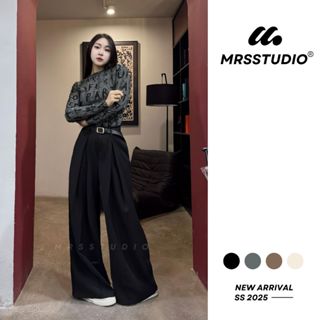 Quần tây nữ ống rộng cạp cao tôn dáng MRS dài 105cm chất liệu cao cấp mềm mịn MRQ141G