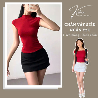 [KB20] Chân váy chữ A KOBAN phong cách Y2K, váy ngắn mini skirt cạp thấp có quần bảo hộ màu đen, trắng, đỏ