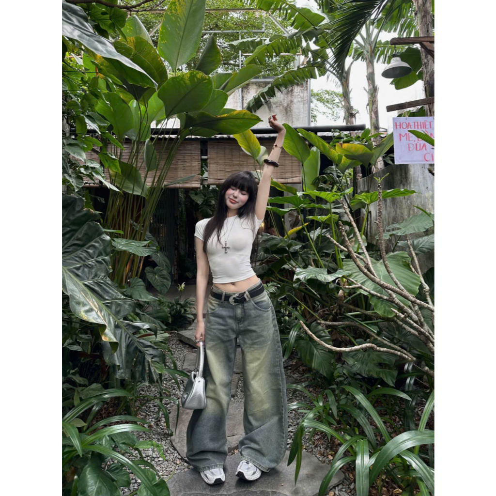 Quần Jean Nữ MIAA ỐNG RỘNG cạp cao Màu Xanh Trắng Wash Đen dáng dài chất bò RIN mềm denim BIGSIZE | BigBuy360 - bigbuy360.vn